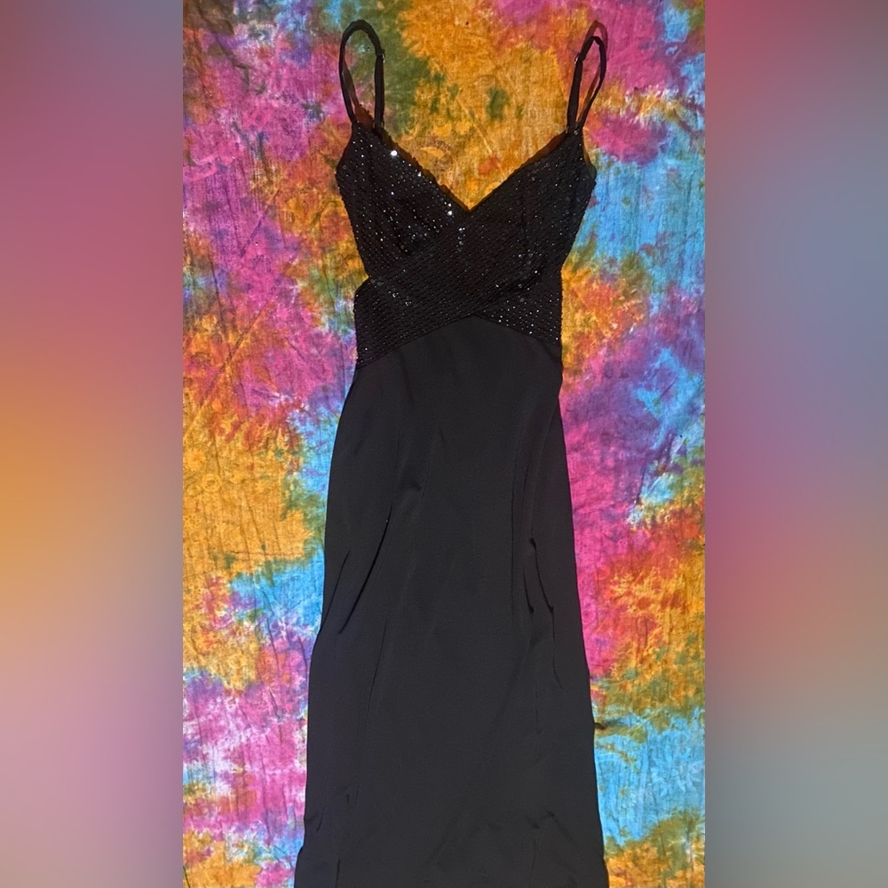 Alfred Angelo Black Strapless Dress with Sequin Bodice